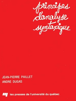 cover image of Principes d'analyse syntaxique